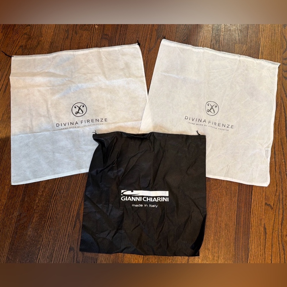 3 NEW AUTHENTIC MADE IN ITALY COTTON BLACK DUST BAGS LOT DRAWSTRING 23W X 23H